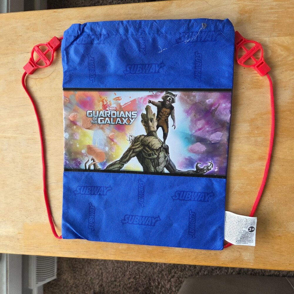 Guardians of the Galaxy & Phineas & Ferb drawstring bag/backpack, Subway 2014